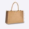 Linen Pu Coating Reusable Jute Shopping Bag Beach Blonde Handbags Canvas Tote Bags For Women Grocery Bag Large