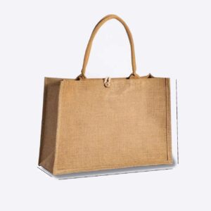 Linen Pu Coating Reusable Jute Shopping Bag Beach Blonde Handbags Canvas Tote Bags For Women Grocery Bag Large