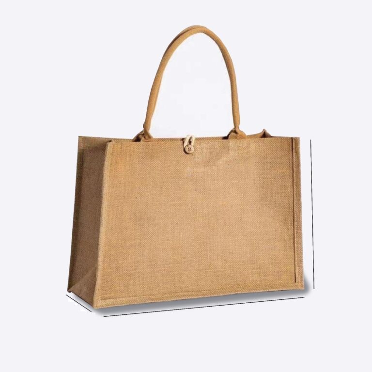 Linen Pu Coating Reusable Jute Shopping Bag Beach Blonde Handbags Canvas Tote Bags For Women Grocery Bag Large