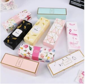 12pcs Rectangle Boxes Cardboard Biscuit Boxes Cookie Packaging Containers Baking Cake Chocolate Storage Party Supplies Wedding Gifts. (Size21.5x7x5Cm)