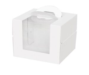 5-Pack Cake Boxes With Transparent Window (5 Box with 5 Cake Boards) Cake Carrier with Built-in Handle and Clear Window for Wedding, Birthday, Party.