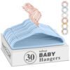 30-Pack Baby Velvet Hangers 11Inch Color : Blue - Nursery Clothes Hangers Non Slip Toddler Hangers, 360 Chrome Rose-Gold Hook with 6 Pieces Baby Clothing Dividers