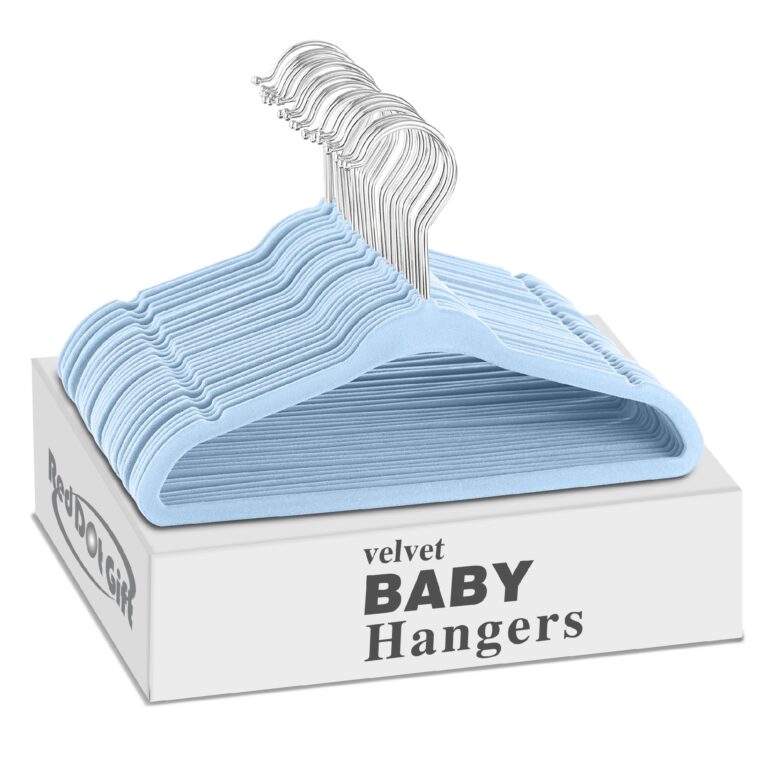 Baby Velvet Hangers Baby Blue 11Inch/28cm - Nursery Clothes Hangers Non Slip Toddler Hangers, 360 Chrome Swivel Hook