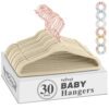 30-Pack Baby Velvet Hangers 11Inch Color : Ivory - Nursery Clothes Hangers Non Slip Toddler Hangers, 360 Chrome Rose-Gold Hook with 6 Pieces Baby Clothing Dividers