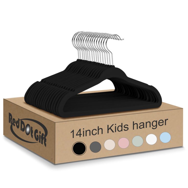 Black Velvet Kids Hangers - Premium Childrens Hangers 14 Inch for Closet, Ultra Thin Cute Hangers Kids Clothes Hanger, Non Slip Kids Felt Hangers for Kids Clothes